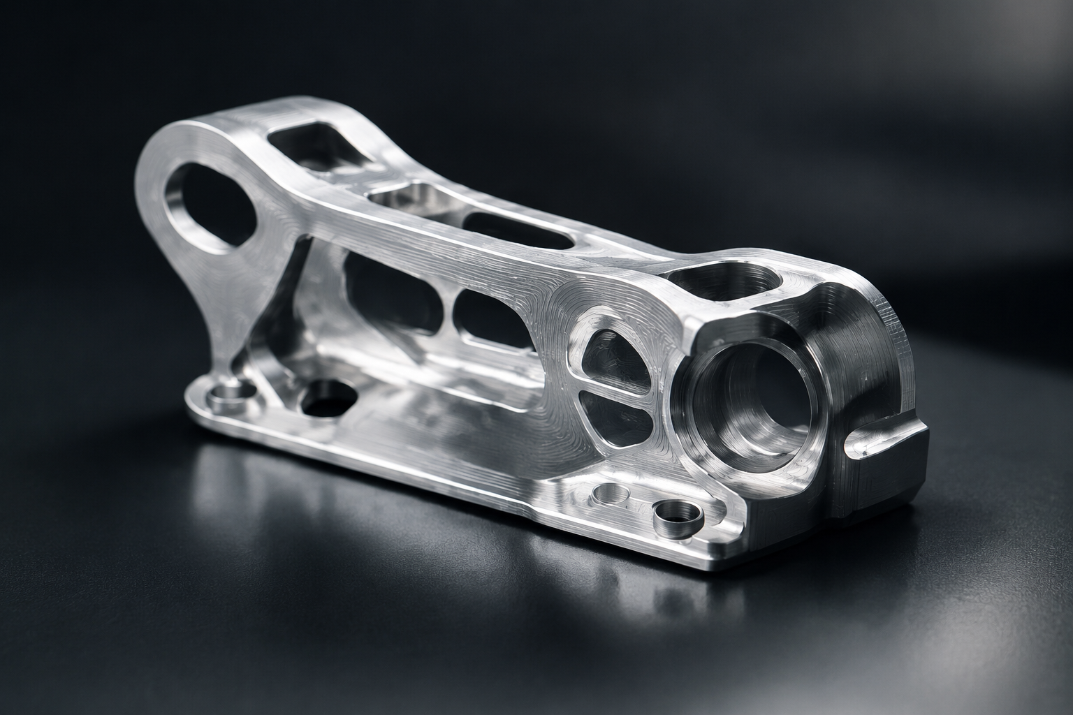 Precision CNC machined aerospace bracket in aluminium