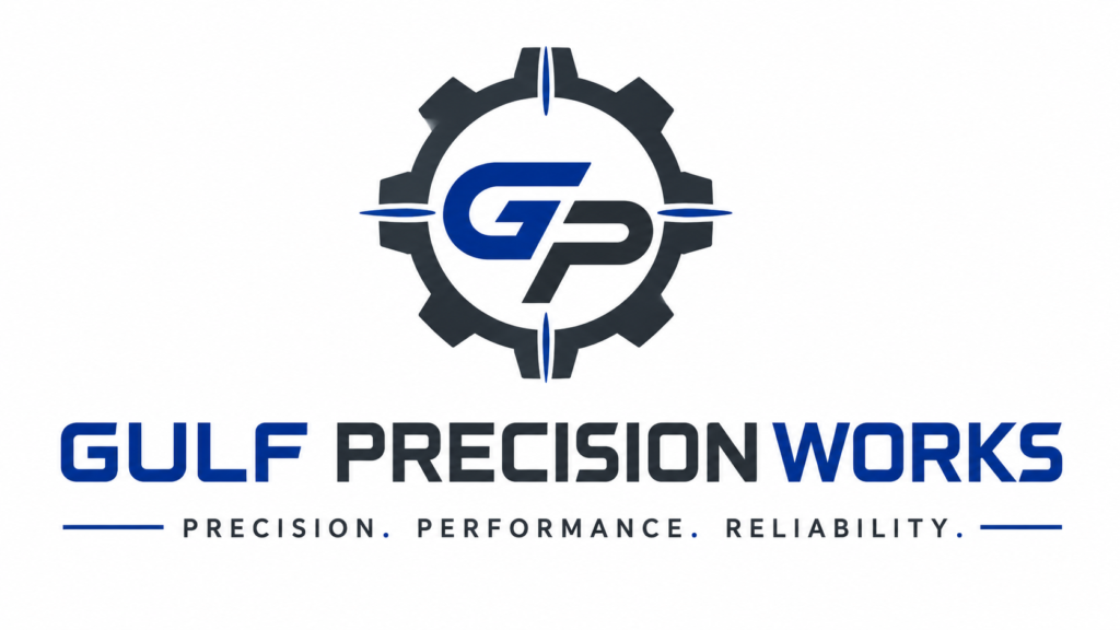 Gulf Precision Works company logo with gear icon