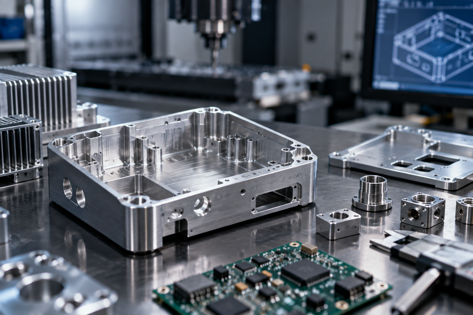 Precision machined enclosures and components for electronics applications