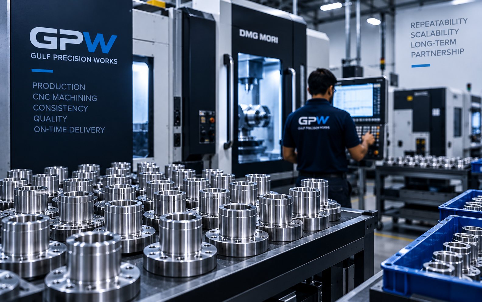 Batch of precision CNC machined components prepared for production supply