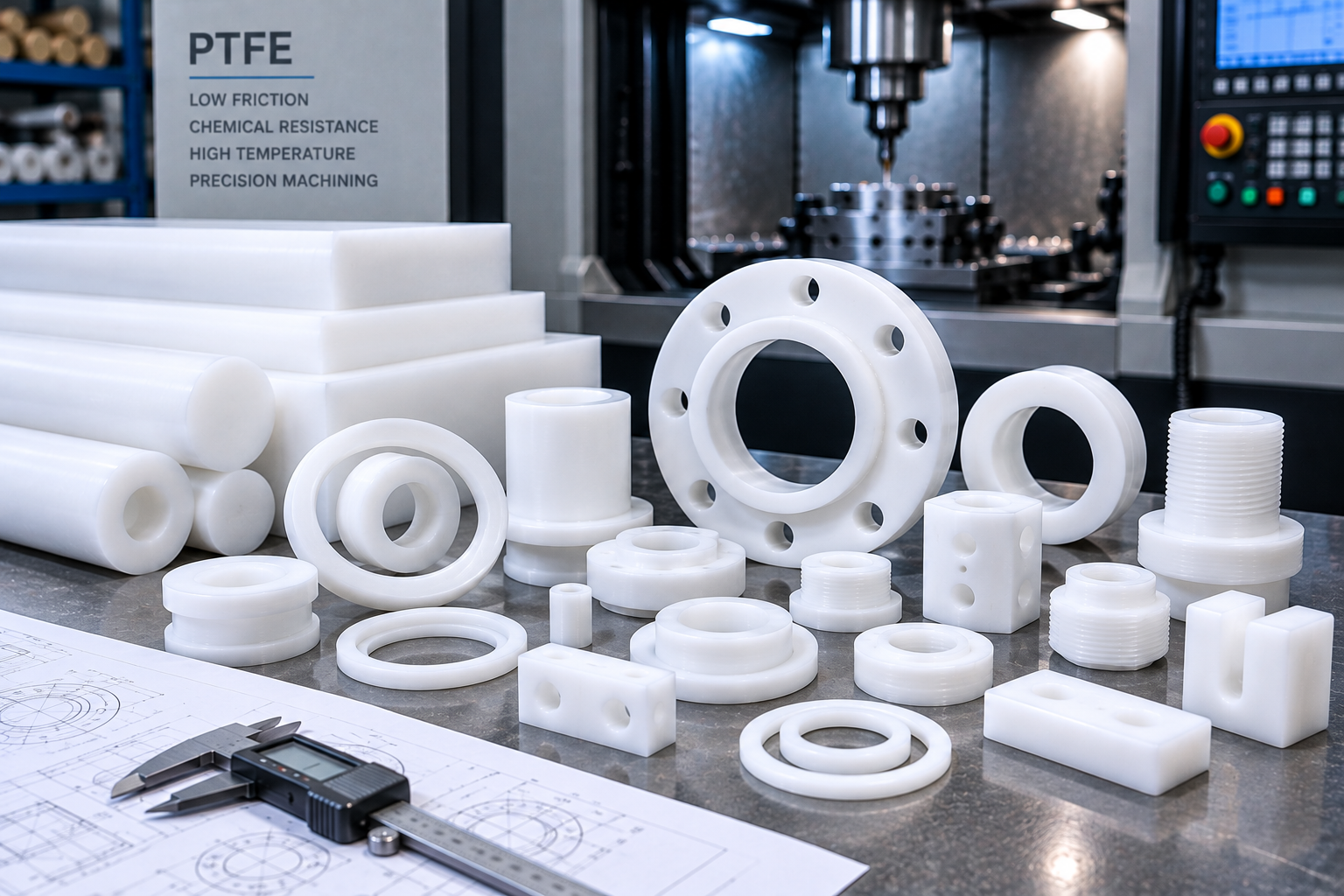 CNC-machined PTFE seals bushings rings spacers and low-friction precision components