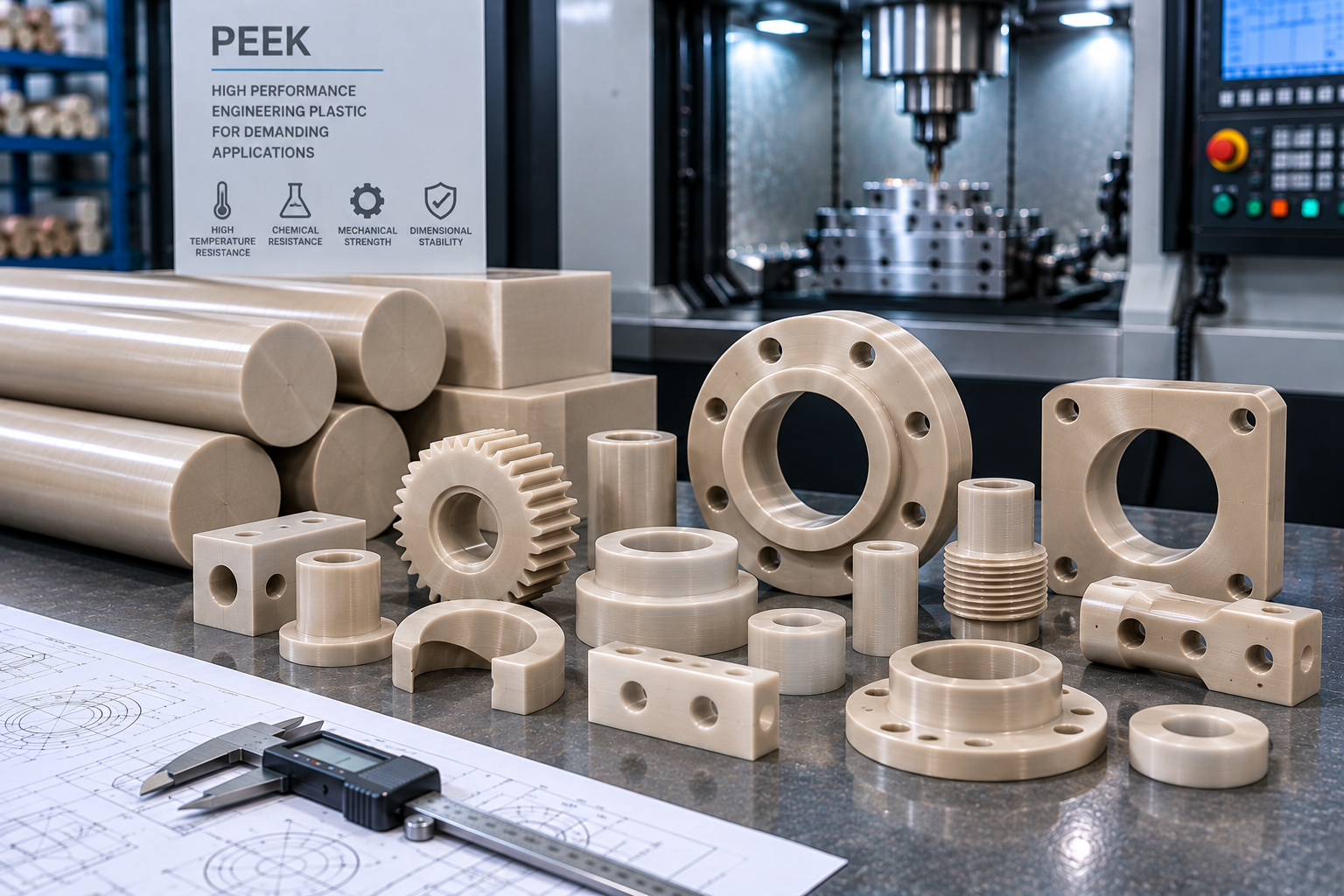 Precision CNC-machined PEEK components for demanding engineering applications