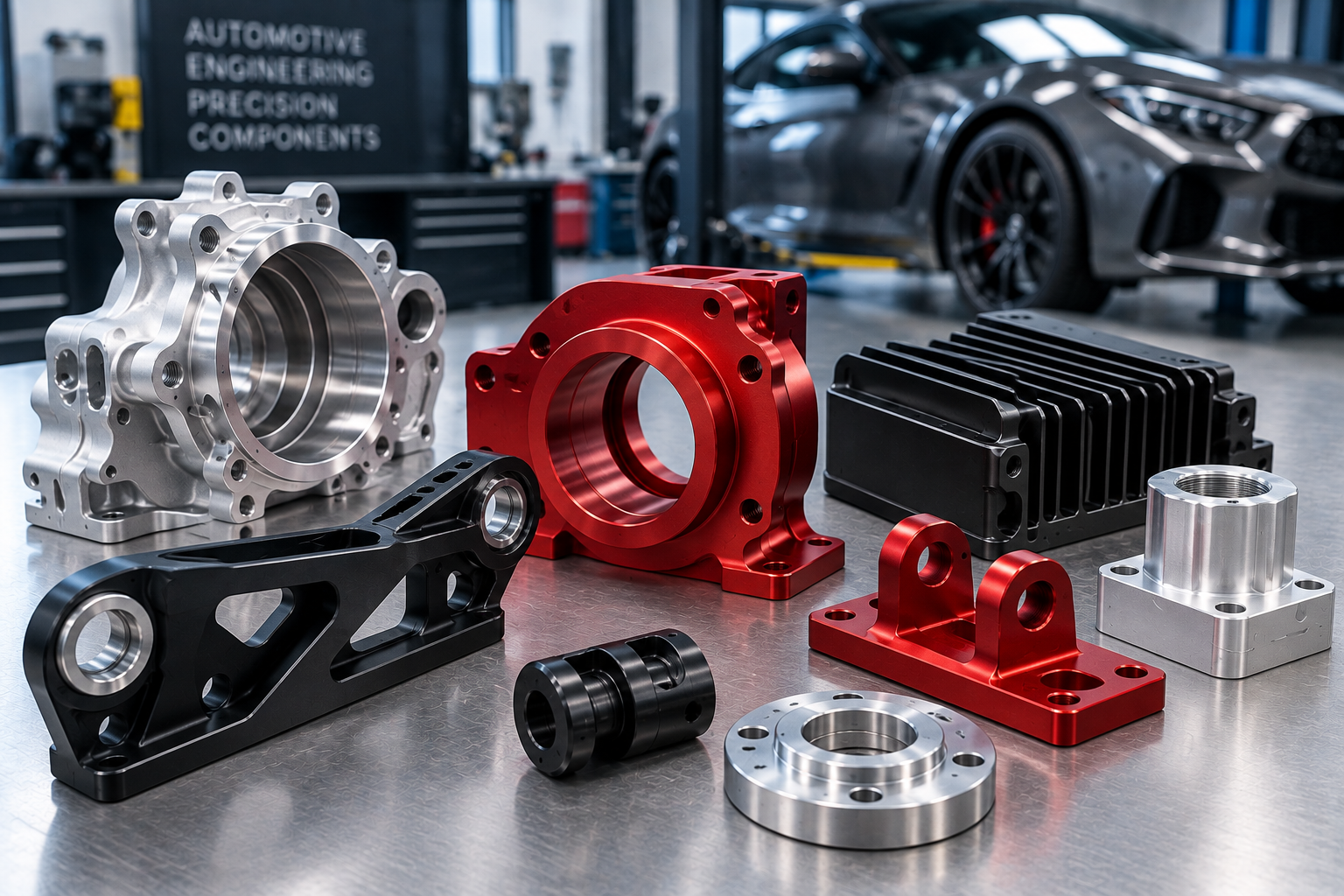 Powder coated and anodised CNC machined components for automotive engineering applications