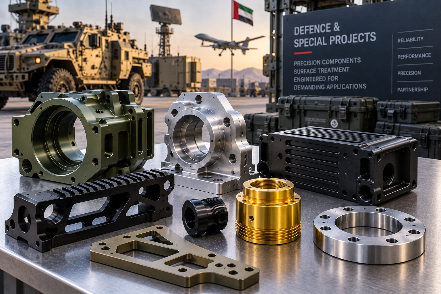 Precision CNC machined components with project specific protective finishes for special engineering applications