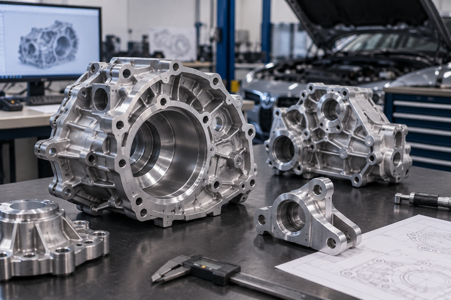 Precision CNC machined automotive housings and gearbox style components for Dubai and UAE engineering projects