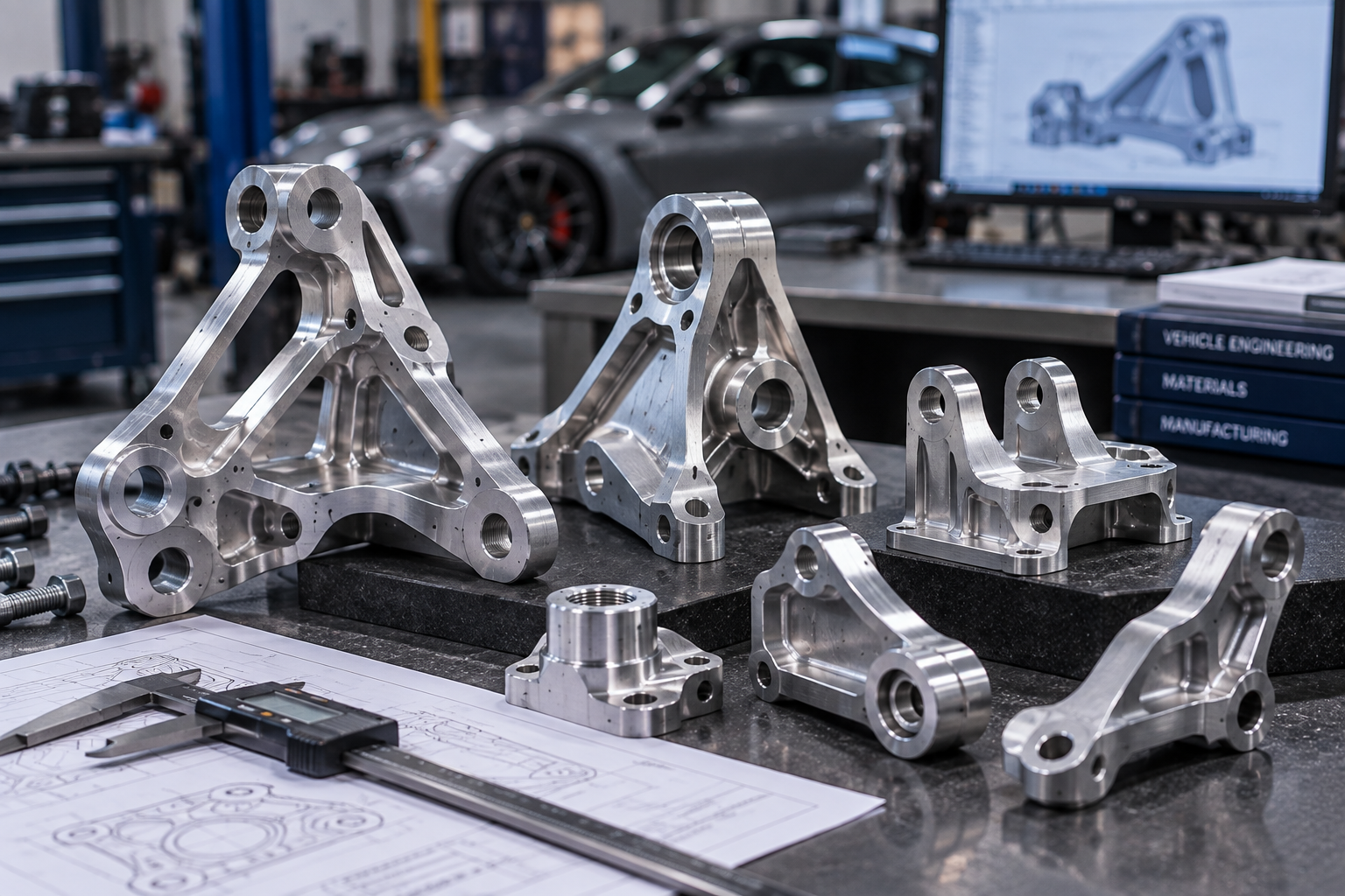 Precision CNC machined automotive brackets and mounting components for Dubai and UAE engineering projects