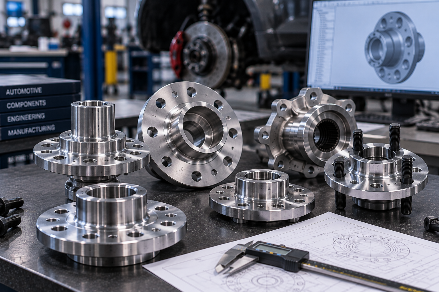 Precision CNC machined automotive hubs flanges and circular components for Dubai and UAE engineering projects