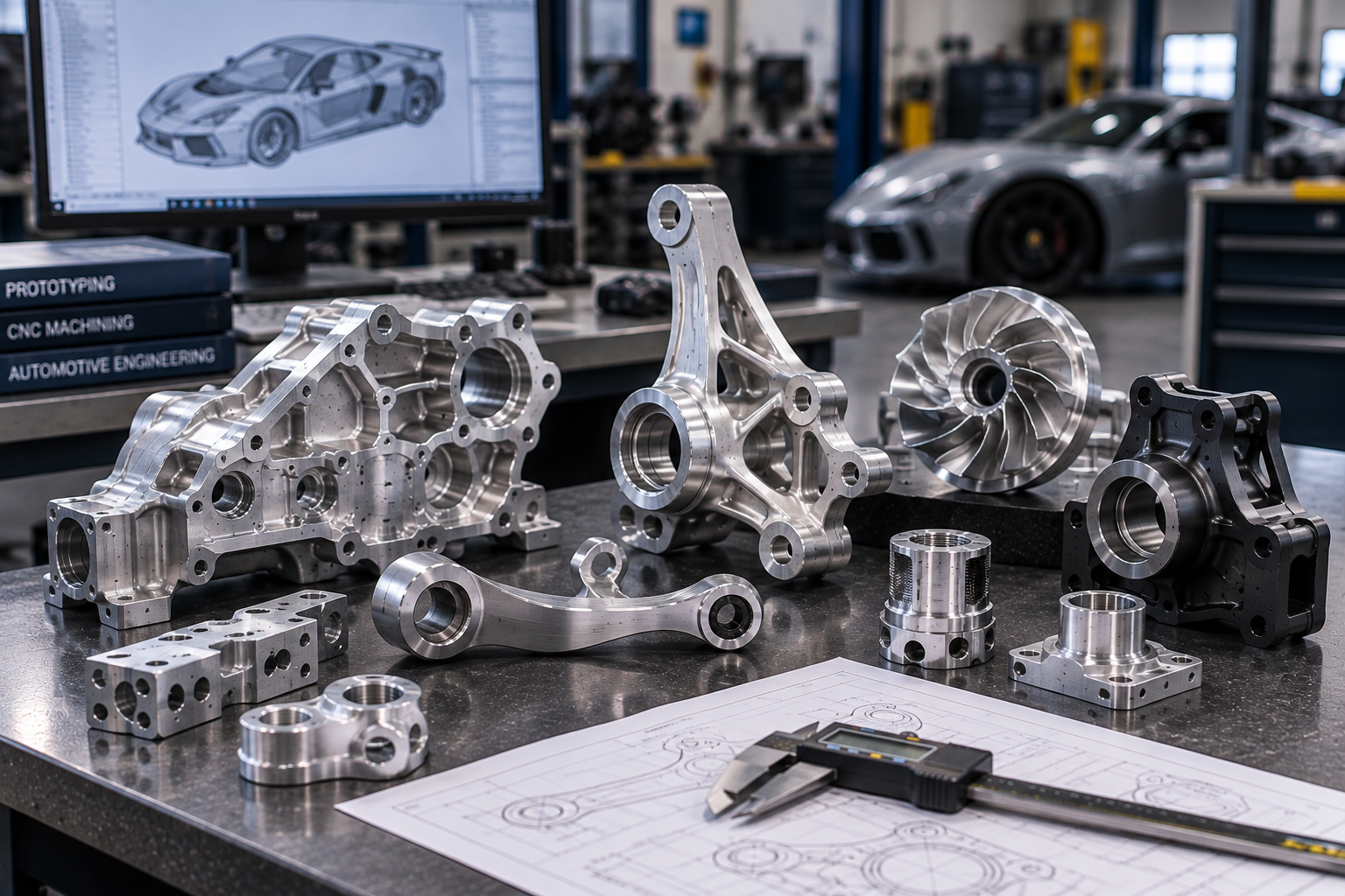 Custom prototype CNC machined automotive components for development projects in Dubai and the UAE
