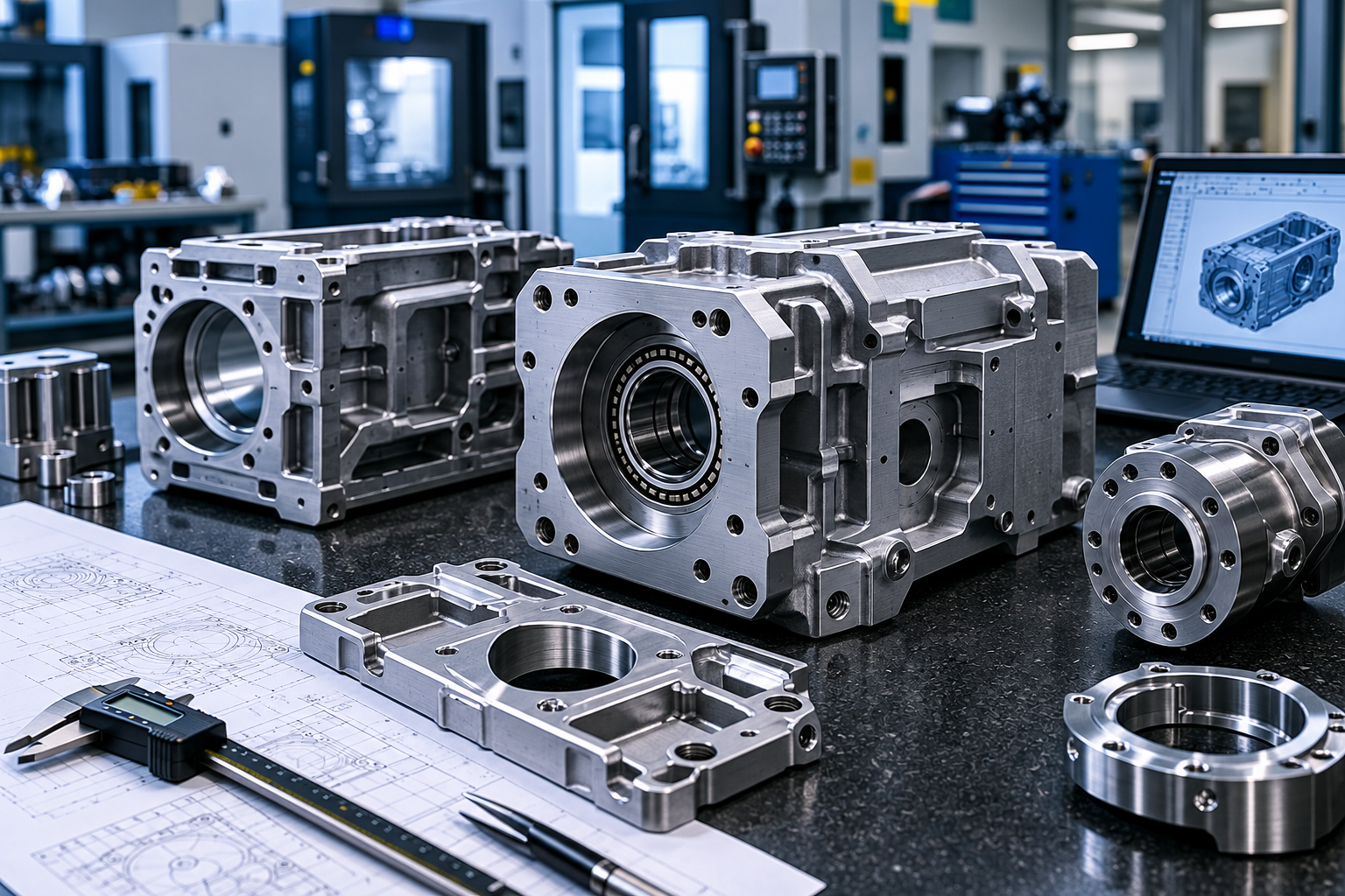 Precision CNC-machined gearbox housings and machinery enclosures for industrial equipment projects in Dubai and the UAE