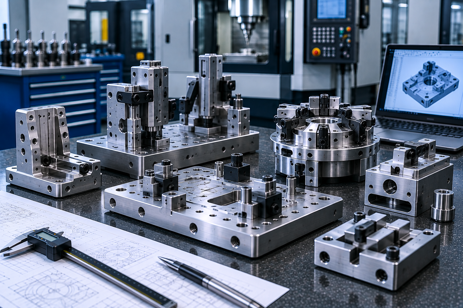 Precision CNC-machined fixtures tooling plates and custom mounting components for industrial engineering projects in Dubai and the UAE