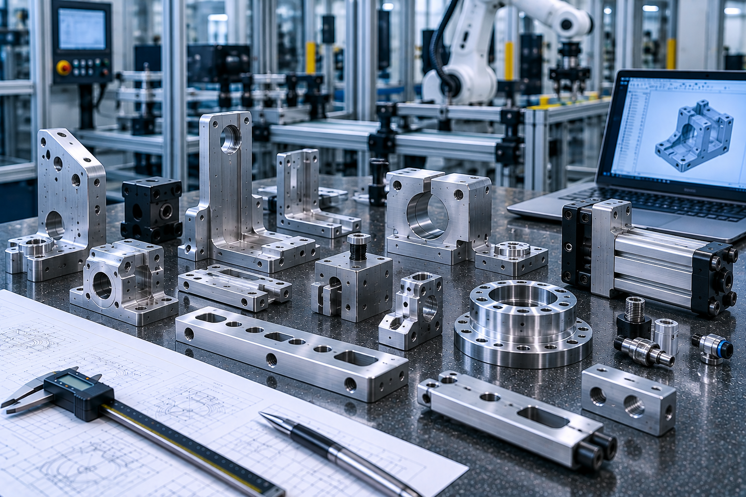 Precision CNC-machined automation system components brackets mounts and actuator interfaces for Dubai and UAE industrial projects