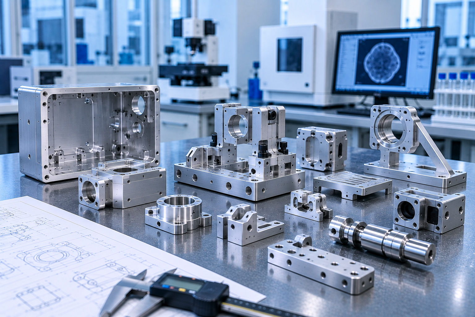 Precision machined housings fixtures mounts and instrument components for medical laboratory and diagnostic equipment