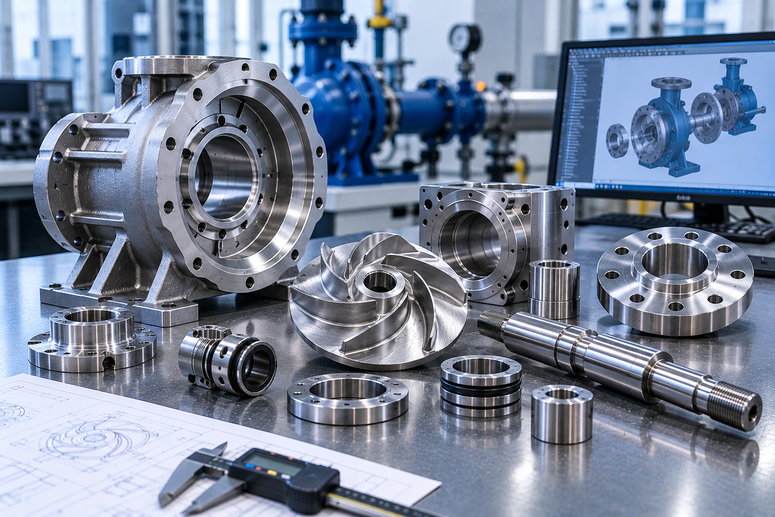 Precision CNC-machined pump components for oil gas and energy equipment