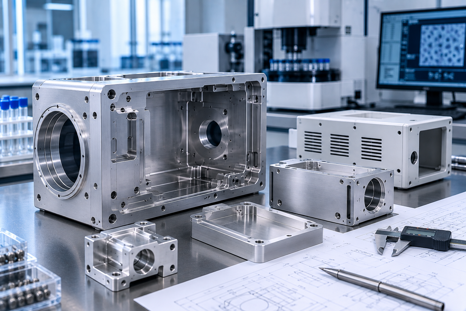 Precision machined instrument housings and equipment enclosures for medical and laboratory equipment