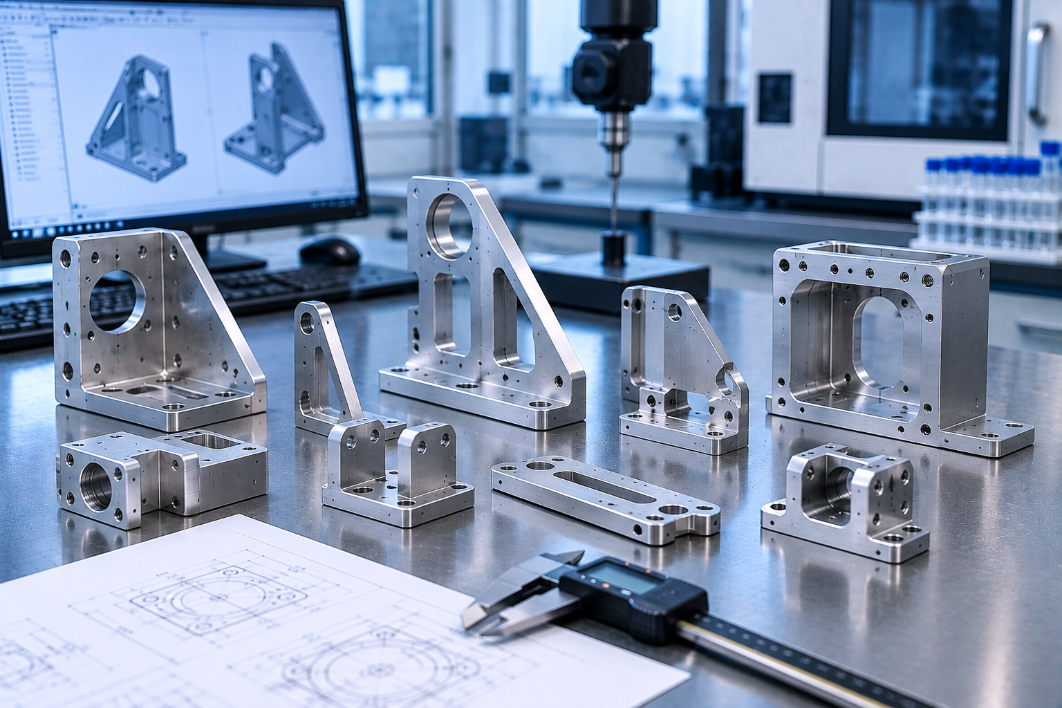 Precision machined brackets supports and mounting components for diagnostic equipment