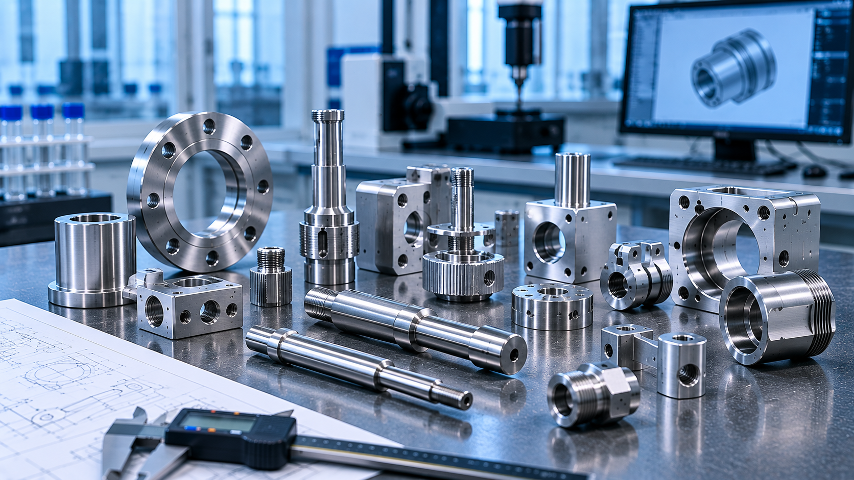 Precision machined custom hardware shafts spacers adapters and instrument components for medical and laboratory equipment