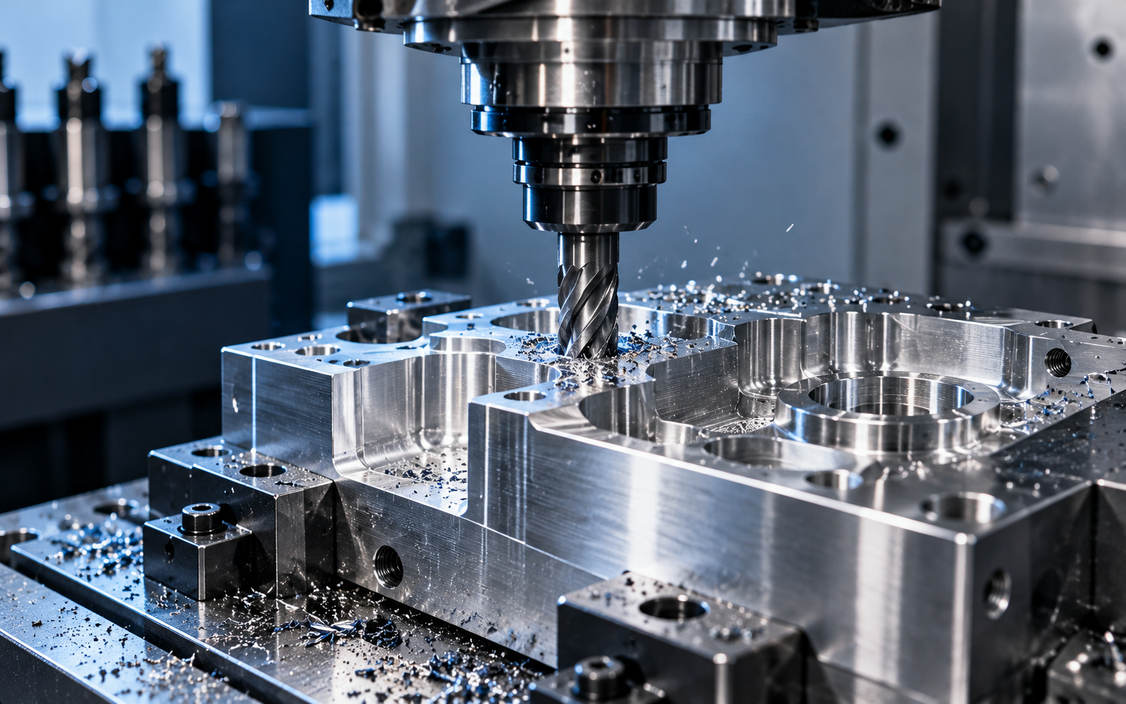 Precision CNC milling of a complex metal component