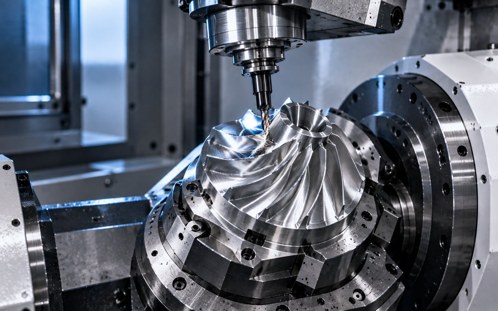 Advanced 5-axis CNC machining of a complex component