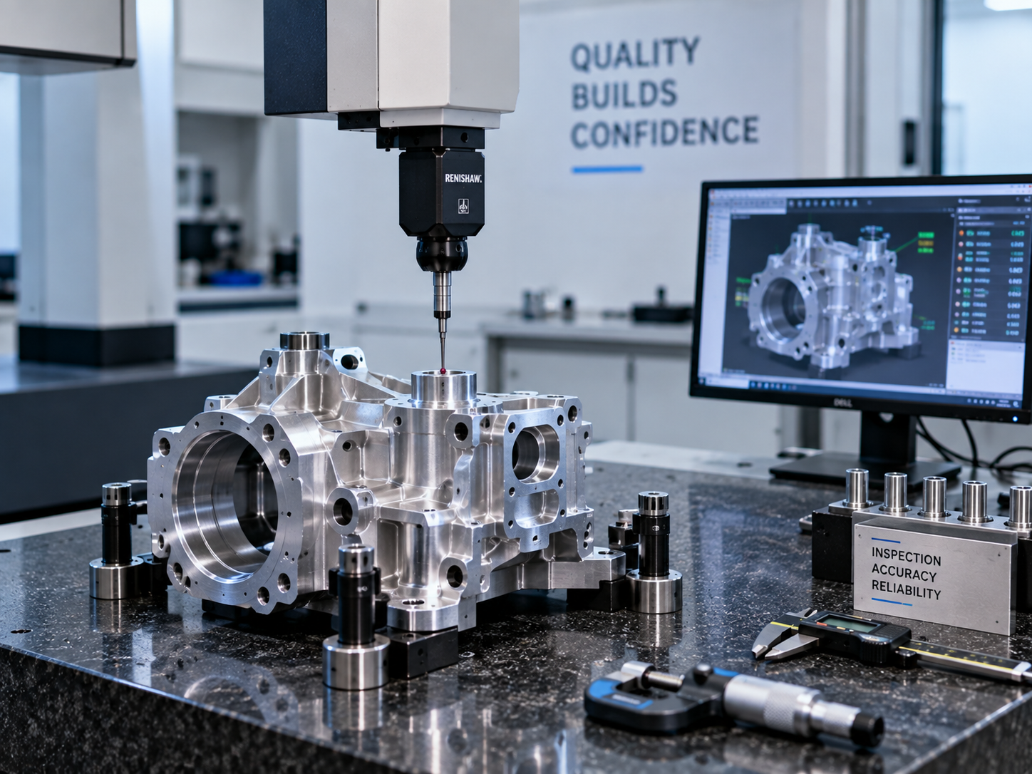 Precision dimensional inspection of a CNC machined component