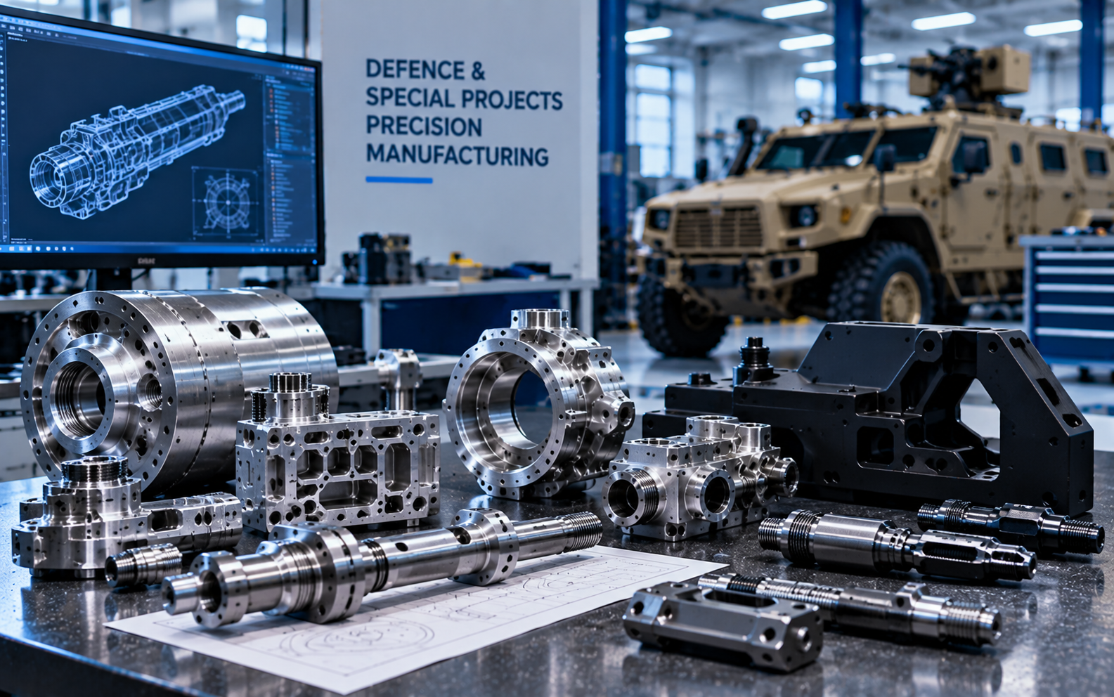 Precision CNC machined components for defence and specialist engineering projects